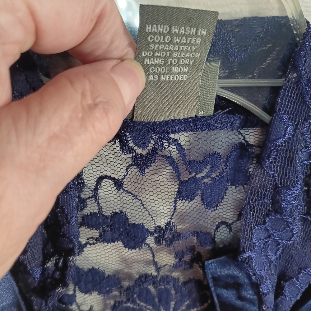Dots Navy Lace Blouse - Picture 5 of 16